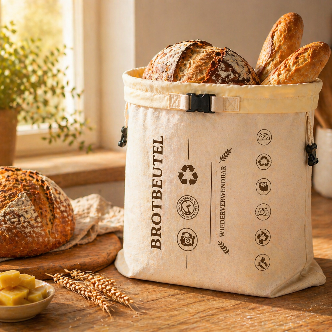 Brotnatur™ Brotbeutel aus 100% Baumwolle und Bienenwachs